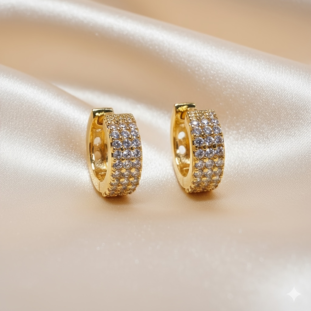 Luxurious Synthetic Zirconia Earrings with Graceful Lines